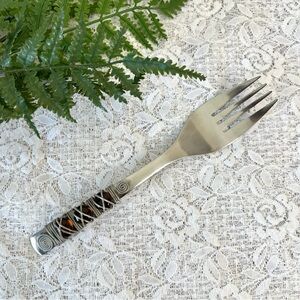 Glass Amber Stone Wire Wrapped Serving Fork 10”